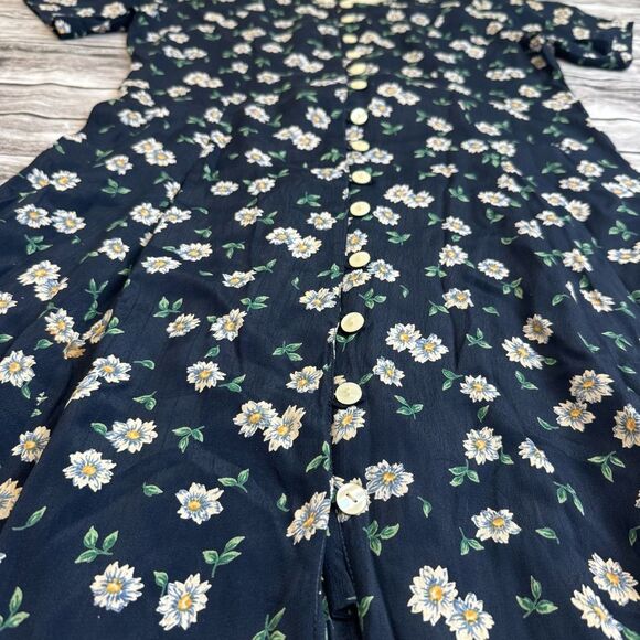 Vinita Women's Floral Button Front Dress VTG Vintage M Med Medium Blue Collared - Picture 8 of 15